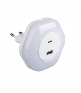 Lampka wtykowa LED BOLA LED 2xUSB WW W Kanlux 37397