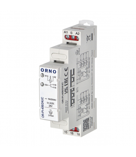 Przekaźnik instalacyjny bistabilny 24 VAC/DC, 16A Orno OR-PI-456/24UC