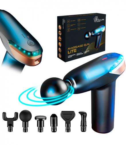 Extralink Massage Gun Lite Pistolet, młot do masażu 3200 RPM, 6 końcówek wymiennych EXTRALINK MSG-02-LITE