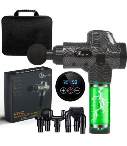 Extralink Massage Gun Pro Pistolet do masażu 3800 RPM, 6 końcówek wymiennych EXTRALINK MSG-01-PRO