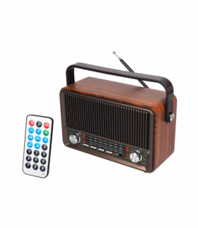 Radio przenośne Raba Retro Bluetooth, FM, USB, SD, AUX z pilotem, brązowe LTC LX510BTB