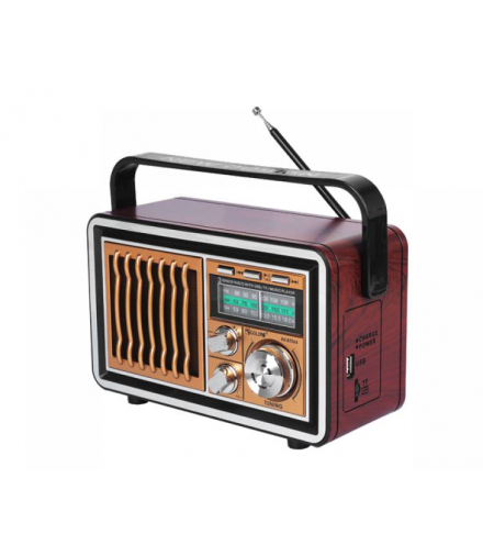 Radio przenośne Drawa Retro, Bluetooth, FM, USB, SD, AUX, złote LTC LX066BTG