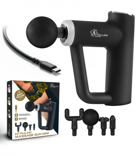 Extralink Massage Gun Mini Czarny Pistolet do masażu 4 końcówki EXTRALINK MSG-03-MINI-BLACK