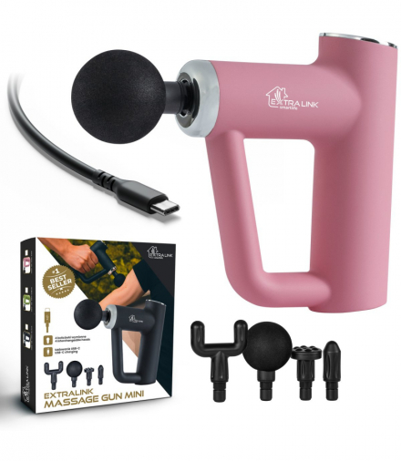 Extralink Massage Gun Mini Różowy Pistolet do masażu 4 końcówki EXTRALINK MSG-03-MINI-PINK