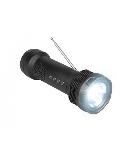 Wielofunkcyjna latarka 1-LED z panelem solarnym, radio FM, głośnik bluetooth, USB, MicroSD LAMEX LX20062