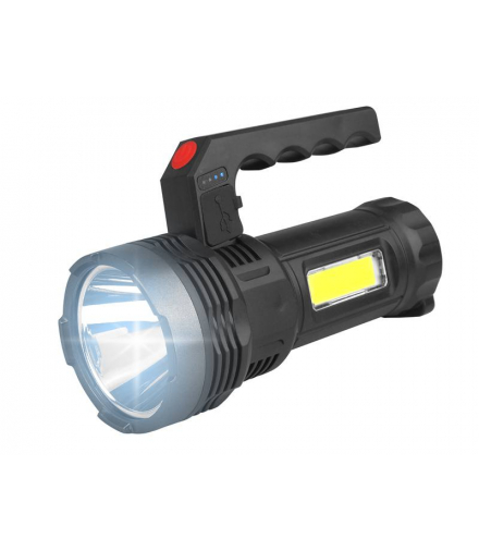 Latarka ręczna szperacz LED + COB + solar akumulatory 2x18650, kabel MicroUSB. LXLL828