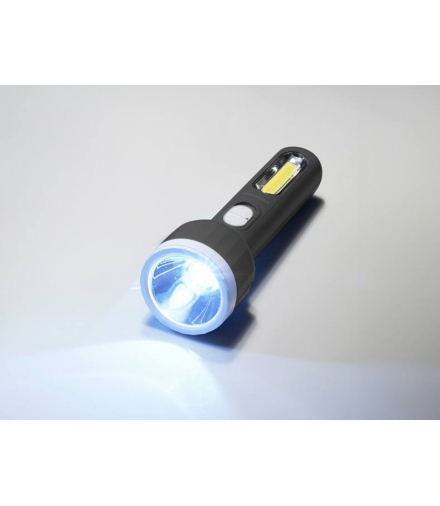 Latarka ręczna TS-1856 1-LEW 3W+1-LED COB 2W z akumulatorem 1200mAh,czarna. LXTS1856C