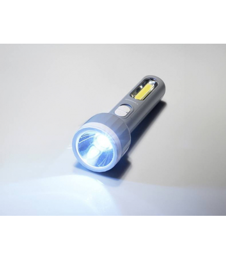 Latarka ręczna TS-1856 1-LEW 3W+1-LED COB 2W z akumulatorem 1200mAh,szara. LXTS1856S