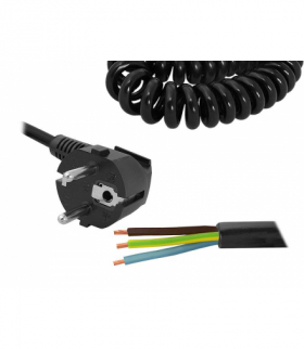 Przewód spiralny z wtyczką 5m, kabel zasilający 3x1, czarny. LXAC50