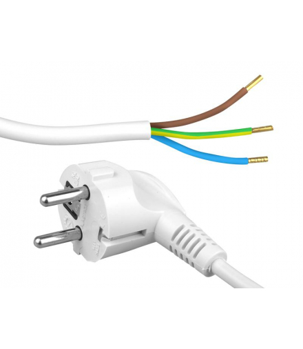 Przewód zasilający 3x1 5m. Kabel zasilający biały z wtyczką nierozbieralną 16A UNI-SCHUCKO LXAC15
