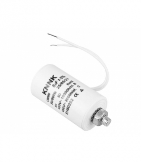 Kondensator silnikowy 8 uF / 450 VAC z przewodem. LXKONN019