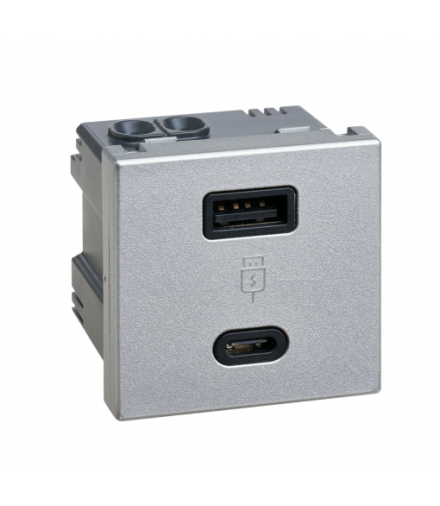 Ładowarka USB, K45, USB 2.0 - A+C, 5V, 3,1A, 45×45mm, aluminium Quick Charge 18W