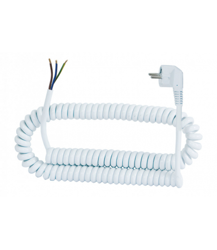 Przewód spiralny - wtyczka kątowa 05VVH8-F - 3x1,5mm2 - 5m - biały F-Elektro F5.0079