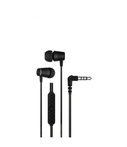 Słuchawki przewodowe Kintone Metal jack 3,5mm dokanałowe czarne TFO Devia BRA011939