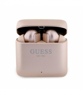 Słuchawki Bluetooth GUTWSSU20ALEGP TWS + stacja dokująca różowo złote Printed Logo TFO Guess GSM178296