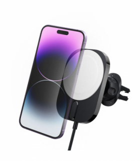 Spigen uchwyt samochodowy z ładowarką ITM12W Onetap Pro 3 Magnetic Magsafe Vent Car Mount Wireless Charger black TFO BRA012779