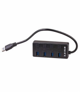 Hub USB AK-AD-33 aktywny USB A (m) / 4x USB A (f) wyłączniki ver. 3.0 15cm TFO Akyga AKKSGZASAKY00073