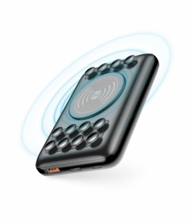 Forever power bank bezprzewodowy WTB-100 PD QC 18W 10000 mAh czarny z przyssawkami TFO GSM099221