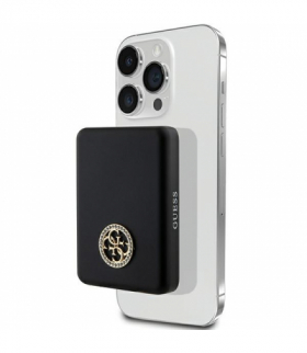 Guess power bank indukcyjny 5W GUPBM3AL4DMK 3000mAh czarny MagSafe 4G Strassed Metal Logo TFO GSM178292