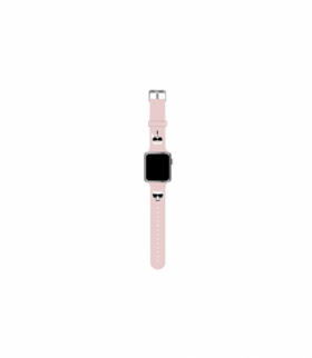 Karl Lagerfeld pasek do Apple Watch 42 / 44 / 45 KLAWLSLCKP różowy Silicone Karl & Choupette Head TFO GSM115380