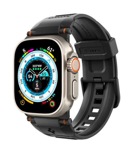 Spigen pasek Rugged Band do Apple Watch 4 / 5 / 6 / 7 / 8 / 9 / SE / Ultra 1/2 (42 / 44 / 45 / 49mm) czarny mat TFO BRA013869