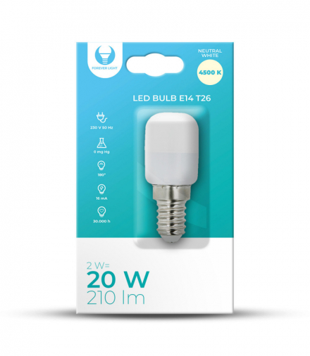 Żarówka LED E14 T26 2W 210lm 4500K Forever Light RTV100498