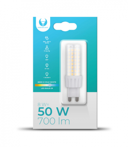 Żarówka LED G9 8W 230V 6000K 700lm Forever Light RTV003580