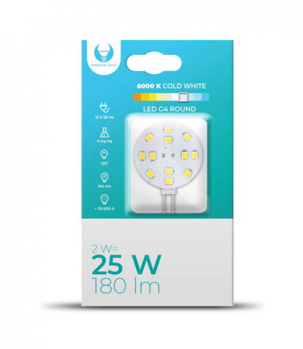Żarówka LED G4 Round 2W 12V 6000K 180lm Forever Light RTV003661