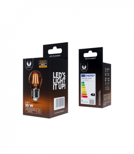 Żarówka LED Filament E27 G45 4W 230V 2200K 400lm COG złota Forever Light RTV0100004