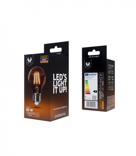 Żarówka LED Filament E27 A60 4W 230V 2200K 400lm COG złota Forever Light RTV0100006