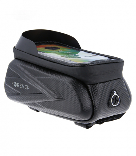 Wodoodporna torba rowerowa ze wzmocnionymi bokami oraz uchwytem na telefon Forever Outdoor czarna Forever Outdoor BIKE00038