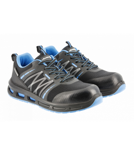 WARNOW półbuty ochronne RIPSTOP S1PL SR FO czarno/niebieskie 43 Hogert HT5K574-43