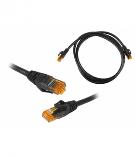 Kabel komp.sieciowy 1:1 8P8C CAT6E 1m (patchcord) czarny. LAMEX LX8352 1M