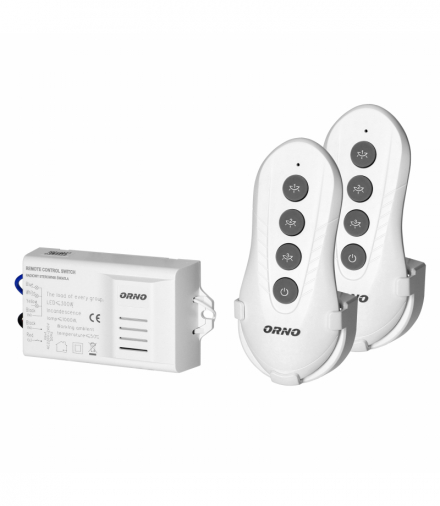 Bezprzewodowy 3-kanałowy sterownik oświetlenia, 2 piloty Orno OR-GB-448