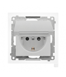 Gniazdo wtyczkowe pojedyncze do wersji IP44 Schuko z przesłonami, z uszczelką, 16A, aluminium mat Simon 55 TGSZ1BZ.01/143