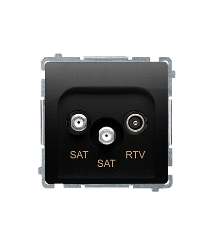 Gniazdo antenowe SAT-SAT-RTV satelitarne podwójne, tłumienie: 1dB, czarny mat Simon Basic BMZAR+SAT3.1-P2.01/49
