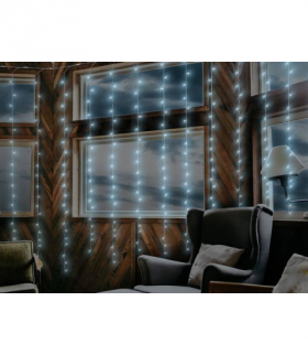 Kurtyna 300 LED, 3x3m, 8 funkcji, 230V sterowana pilotem, światło zimne białe LTC ML40Z