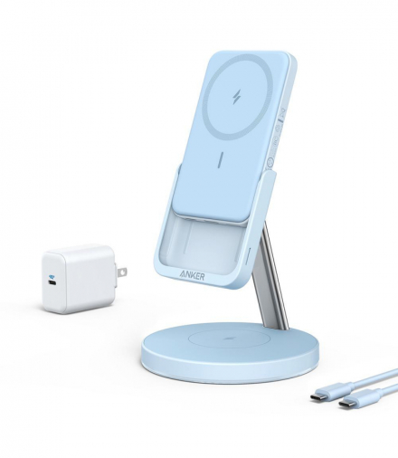 Anker ładowarka indukcyjna z power bankiem Anker PowerWave Mag-Go 2in1 Stand niebieska TFO BRA100233