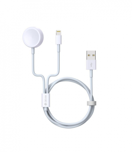 Devia kabel 2w1 V2 Smart USB - Lightning biały z ładowarką indukcyjną do Apple Watch TFO BRA013328