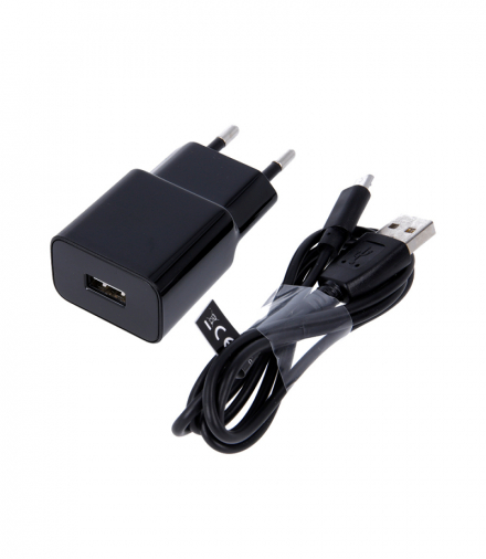 Maxlife ładowarka sieciowa MXTC-01 1x USB 2,1A czarna + kabel microUSB TFO OEM001499