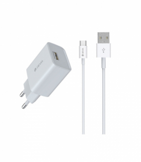 Devia ładowarka sieciowa Smart 1x USB 2,1A biała + kabel USB-C TFO BRA011392