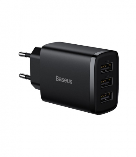 Baseus ładowarka sieciowa Compact 3 x USB czarna 17W TFO BRA011960