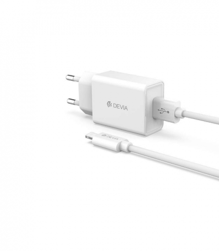 Devia ładowarka sieciowa Smart 1x USB 2A biała + kabel Lightning TFO BRA012727