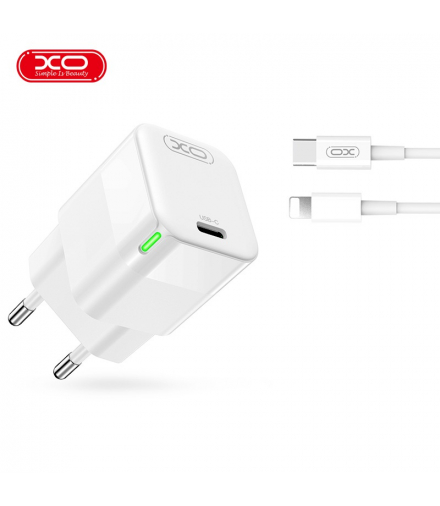 XO ładowarka sieciowa CE06 PD 30W 1x USB-C biała + kabel USB-C - Lightning TFO GSM170018