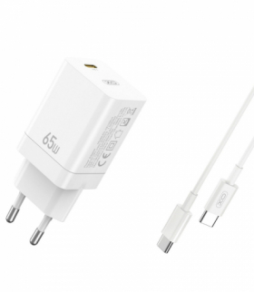 XO ładowarka sieciowa CE10 PD 65W 1x USB-C biała + kabel USB-C - USB-C TFO GSM170642