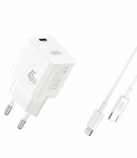 XO ładowarka sieciowa CE09 PD 45W 1x USB-C biała + kabel USB-C - Lightning TFO GSM170644