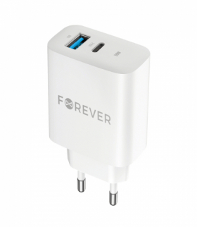 Forever ładowarka sieciowa PD QC TC-07-30AC 1x USB-C 1x USB 30W biała TFO GSM172201