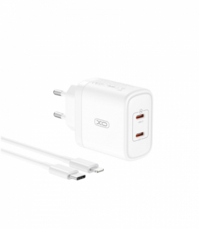 XO ładowarka sieciowa CE08 PD 50W 2x USB-C biała + kabel USB-C - Lightning TFO GSM172516