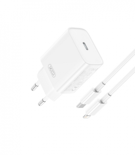 XO ładowarka sieciowa CE15 PD 20W 1x USB-C biała + kabel USB-C - Lightning TFO GSM172928