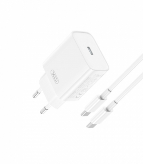 XO ładowarka sieciowa CE15 PD 20W 1x USB-C biała + kabel USB-C - USB-C TFO GSM172929